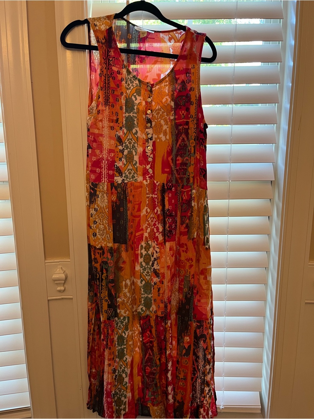 Coldwater Creek Sheer Patchwork midi/maxi dress in Pink and Orange